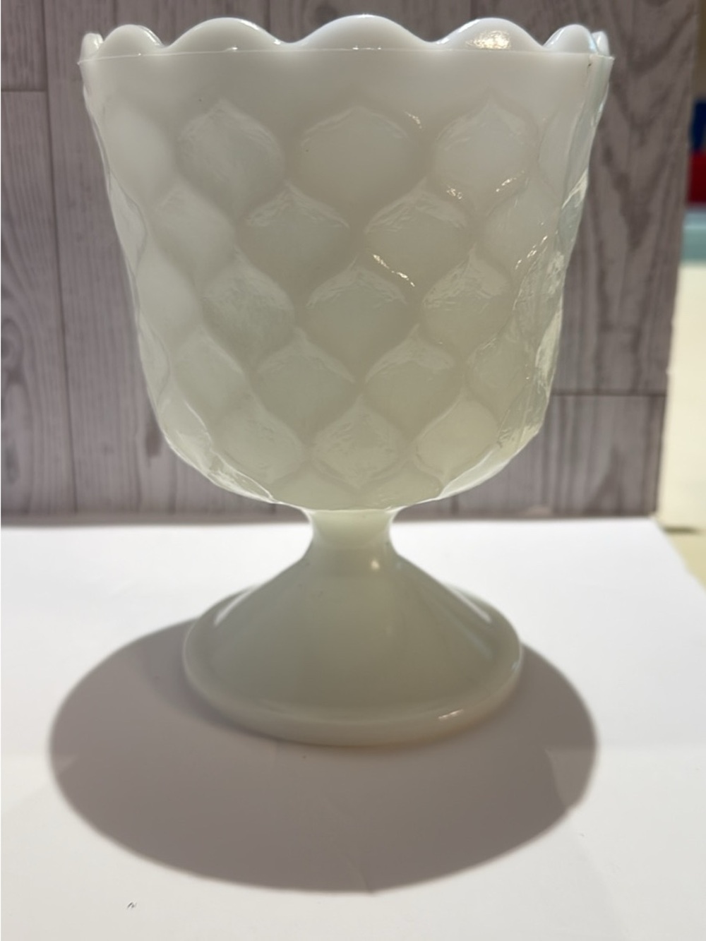 Vintage White Milk Glass Pedestal Goblet